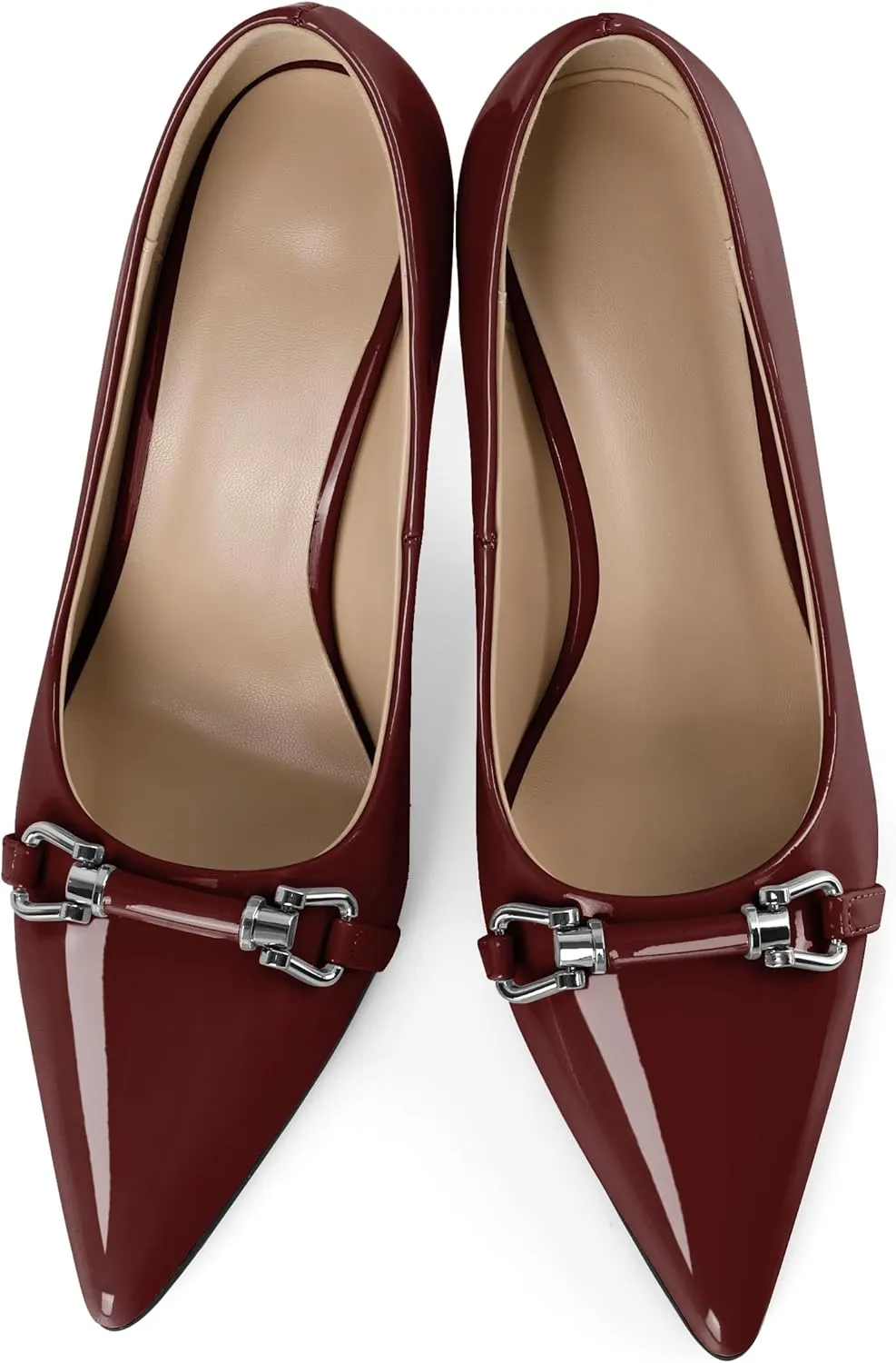 YODEKS Women Stiletto Heel Pumps Slip On 3.5 Inch Closed Pointed Toe Buckle Shoes Dress Parent Size 6-13