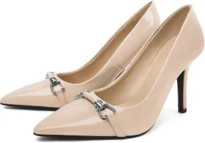 YODEKS Women Stiletto Heel Pumps Slip On 3.5 Inch Closed Pointed Toe Buckle Shoes Dress Parent Size 6-13