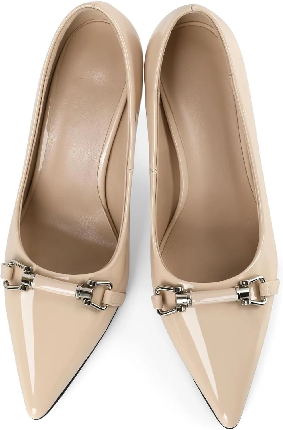YODEKS Women Stiletto Heel Pumps Slip On 3.5 Inch Closed Pointed Toe Buckle Shoes Dress Parent Size 6-13