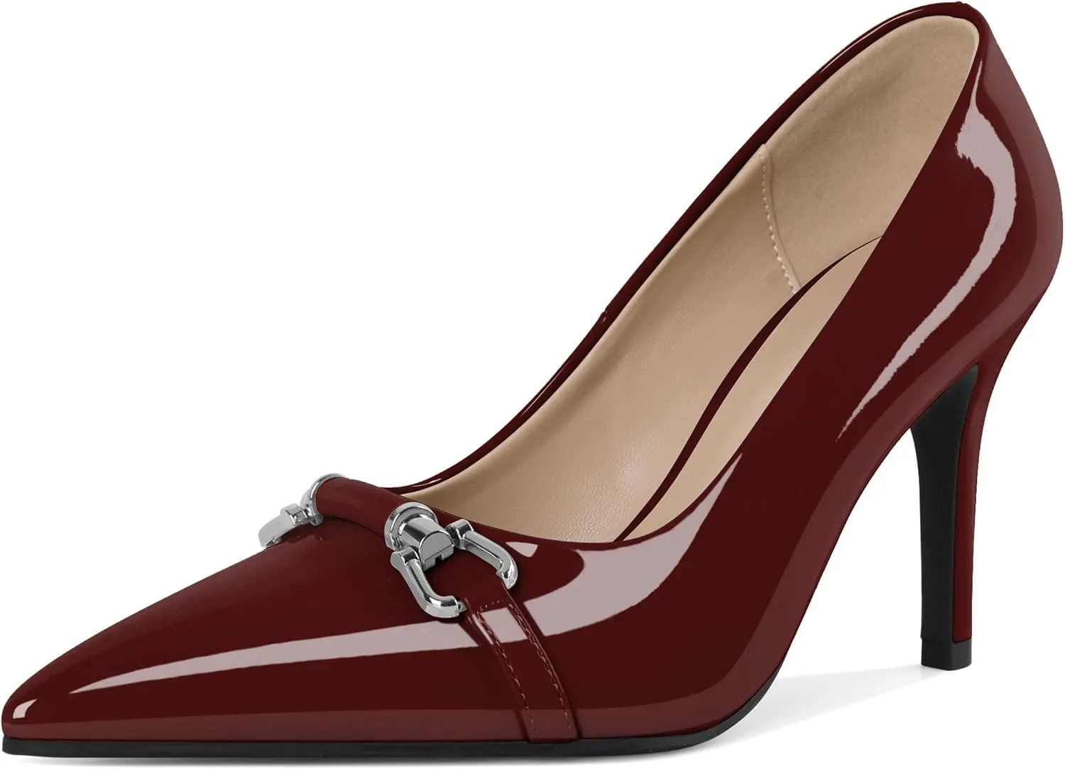YODEKS Women Stiletto Heel Pumps Slip On 3.5 Inch Closed Pointed Toe Buckle Shoes Dress Parent Size 6-13