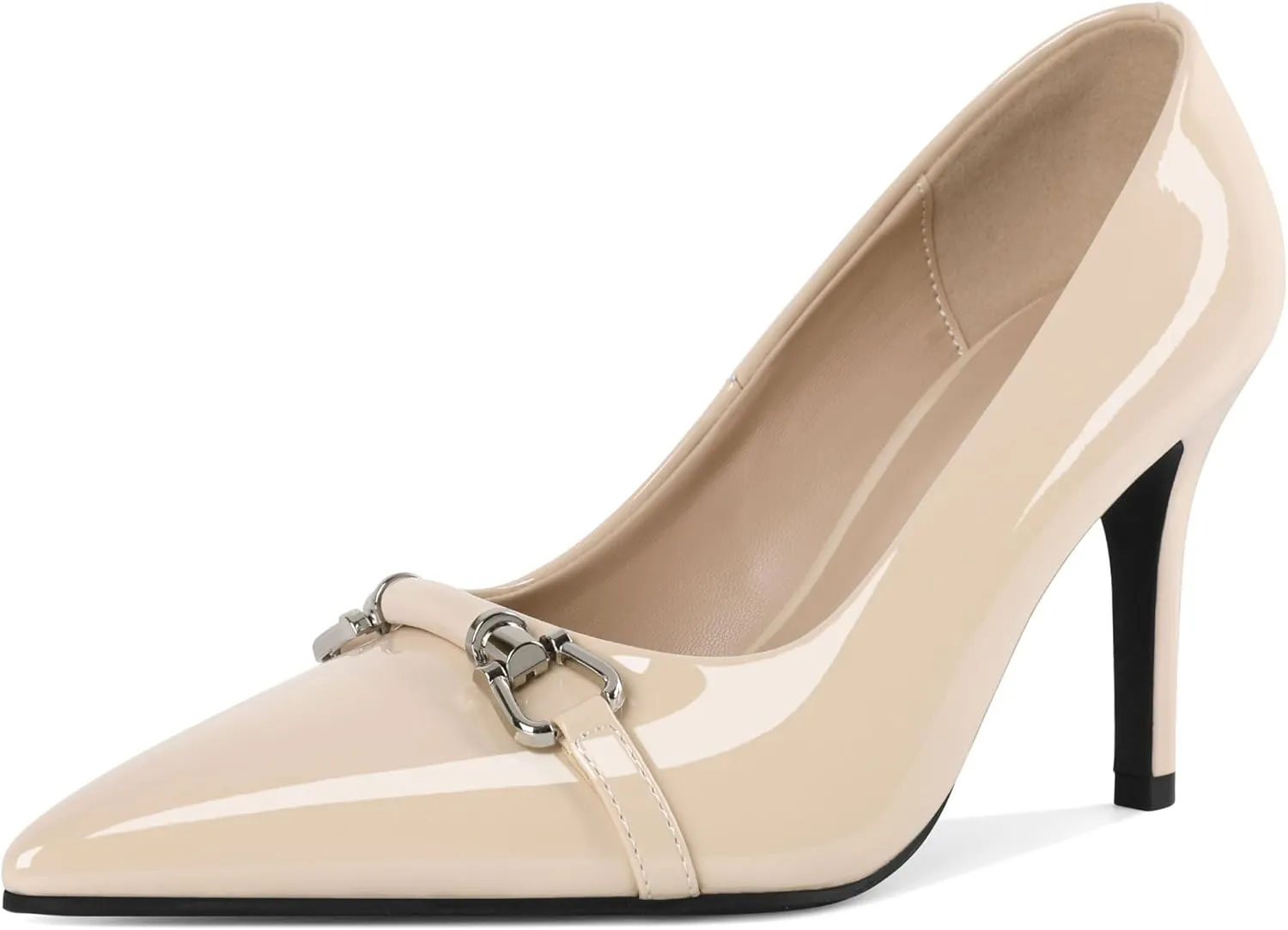 YODEKS Women Stiletto Heel Pumps Slip On 3.5 Inch Closed Pointed Toe Buckle Shoes Dress Parent Size 6-13