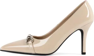 YODEKS Women Stiletto Heel Pumps Slip On 3.5 Inch Closed Pointed Toe Buckle Shoes Dress Parent Size 6-13