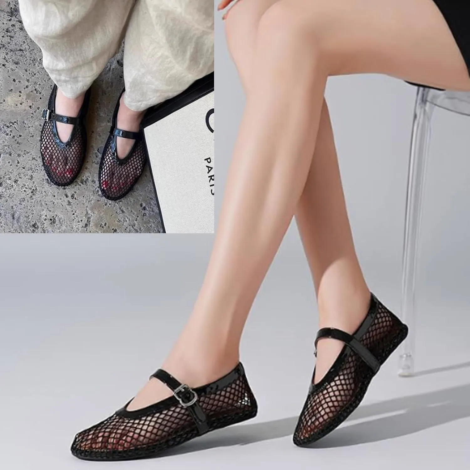 YXCFEWD Ballet Flats Shoes for Women Mary Jane Mesh Ballet Flats for Girls