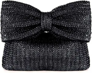 YYW Women Straw Clutch Purse Woven Bowknot Envelope Handbag Wedding Clutch Bag for Vocation Party