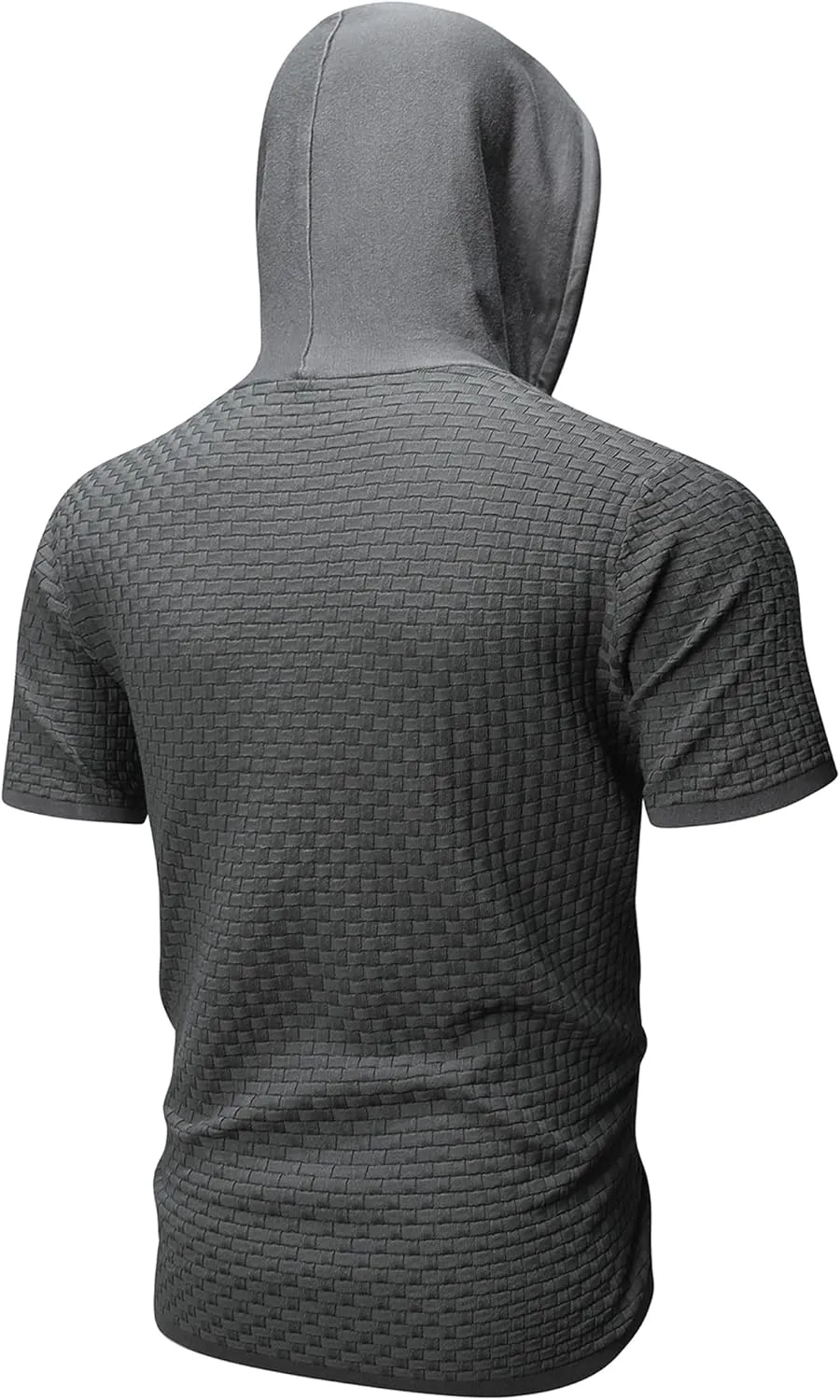 Zaitun Men's Short Sleeve Hoodie Shirt Casual Waffle Knitted Pullover Sweater