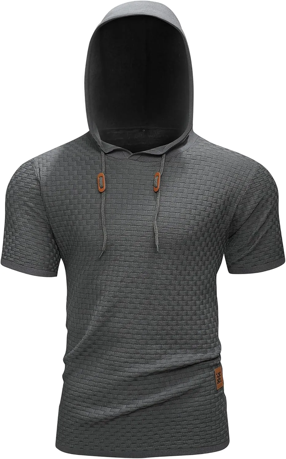Zaitun Men's Short Sleeve Hoodie Shirt Casual Waffle Knitted Pullover Sweater