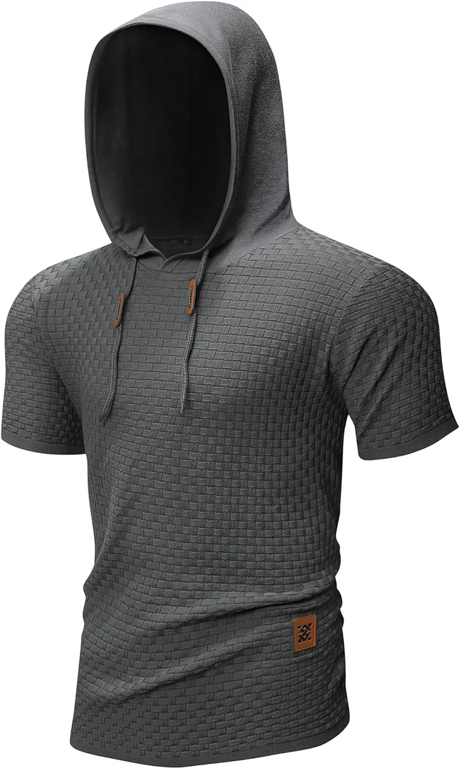 Zaitun Men's Short Sleeve Hoodie Shirt Casual Waffle Knitted Pullover Sweater