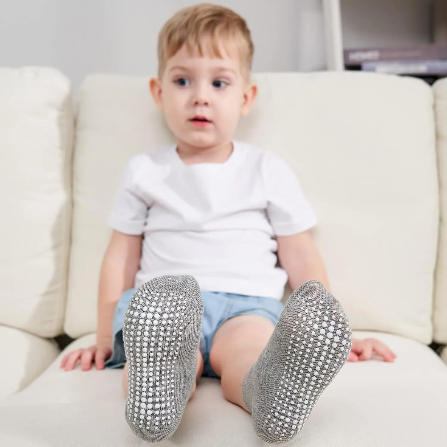 ZAPLES Baby Non Slip Grip Ankle Socks with Anti Skid Grippers Boys Girls Low Cut for Infants Toddlers Kids