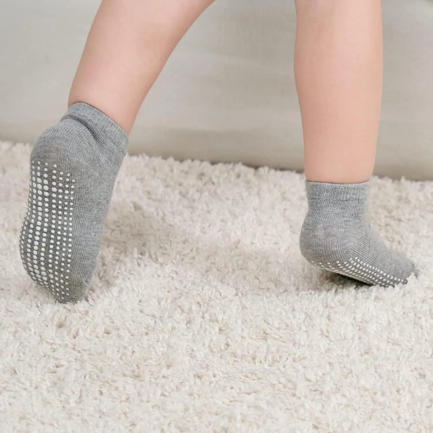 ZAPLES Baby Non Slip Grip Ankle Socks with Anti Skid Grippers Boys Girls Low Cut for Infants Toddlers Kids