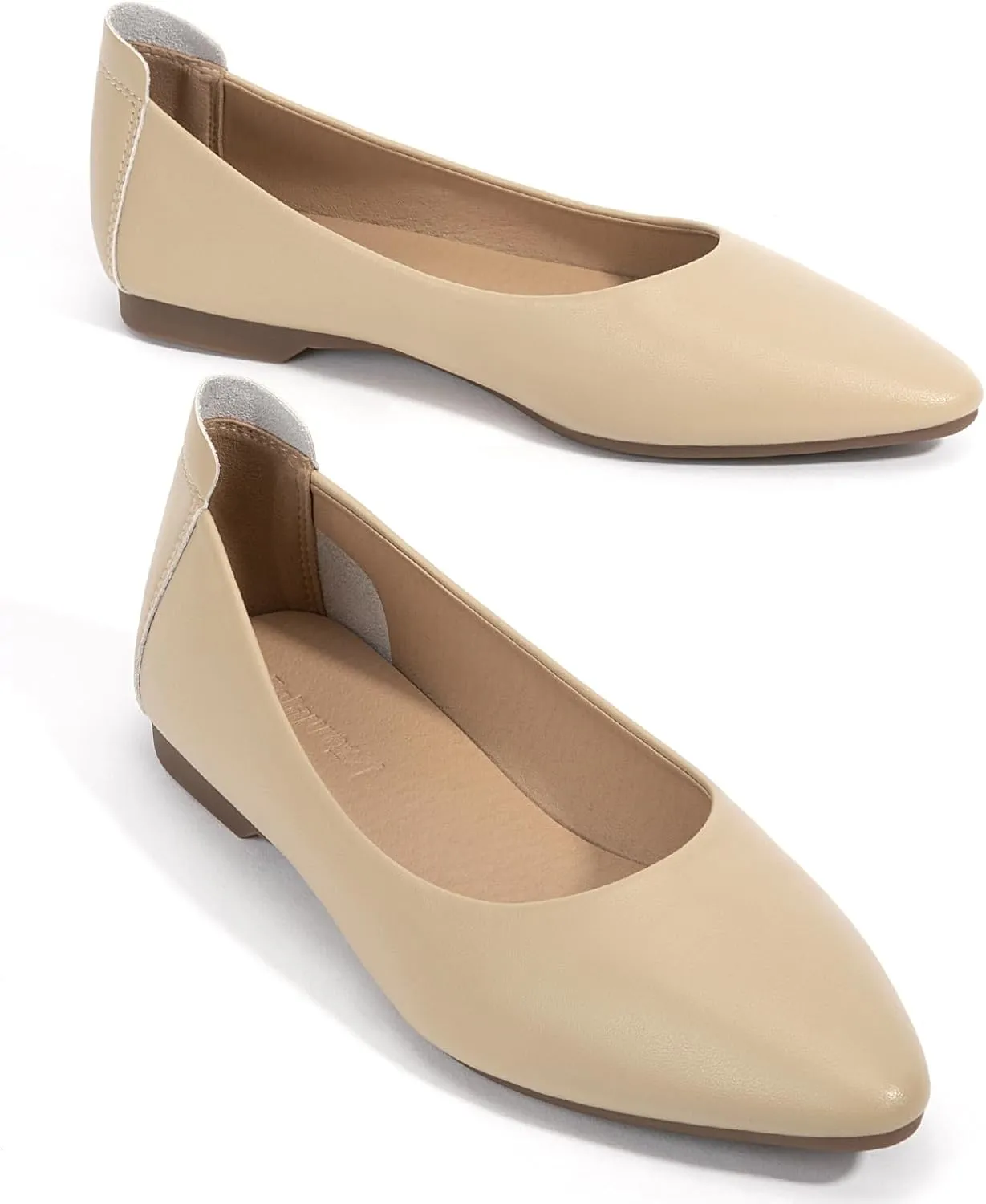 Zelaprox Women's Casual Pointed Toe Ballet Comfort Soft Leather Slip On Cowhide Flats Shoes Work Flats Office Shoes Casual Dressy Shoes