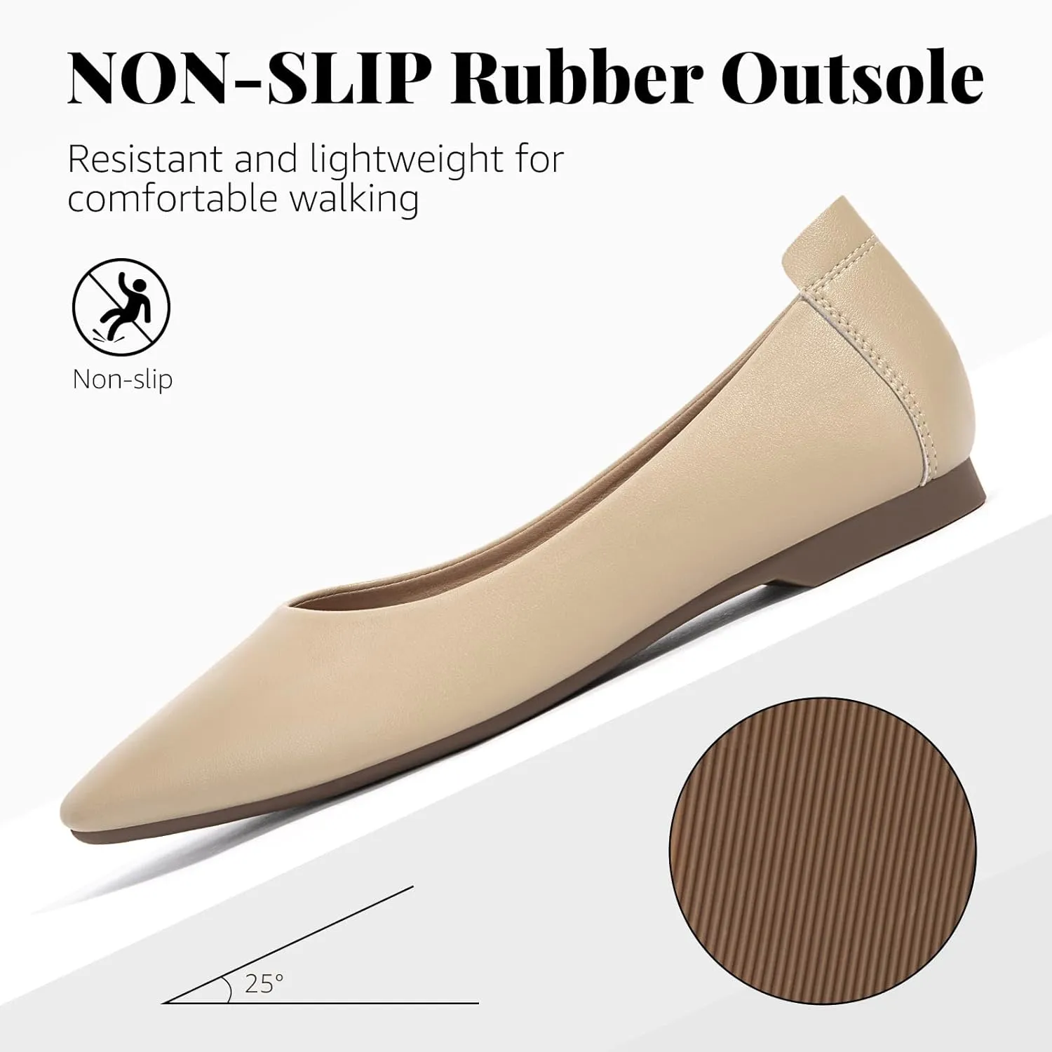 Zelaprox Women's Casual Pointed Toe Ballet Comfort Soft Leather Slip On Cowhide Flats Shoes Work Flats Office Shoes Casual Dressy Shoes