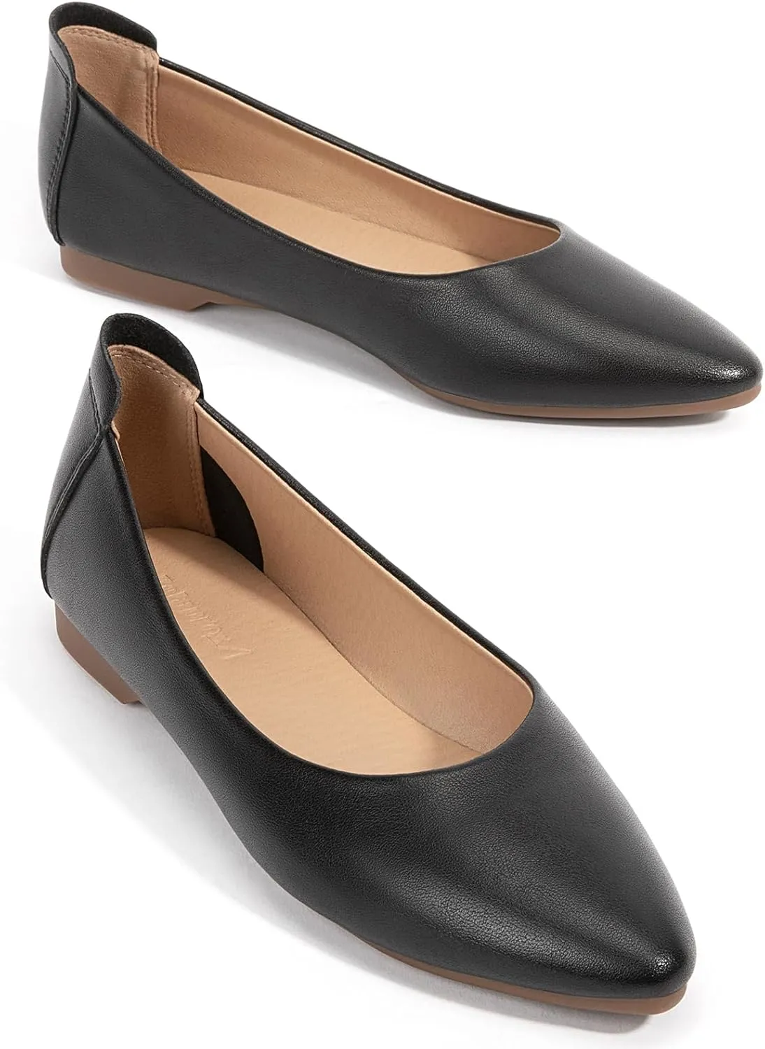 Zelaprox Women's Casual Pointed Toe Ballet Comfort Soft Leather Slip On Cowhide Flats Shoes Work Flats Office Shoes Casual Dressy Shoes