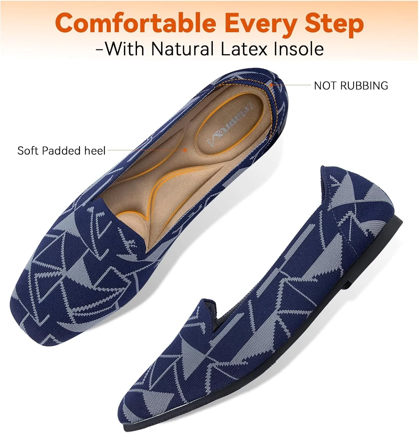 Zelaprox Women's Flats Shoes Comfort Knit Dress Flats Round Toe Ballet Flats with Memory Foam Softable Slip on Casual Work Office Flats