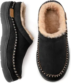 Zigzagger Men's Slip On Moccasin Slippers, Indoor/Outdoor Warm Fuzzy Comfy House Shoes, Fluffy Wide Loafer Slippers