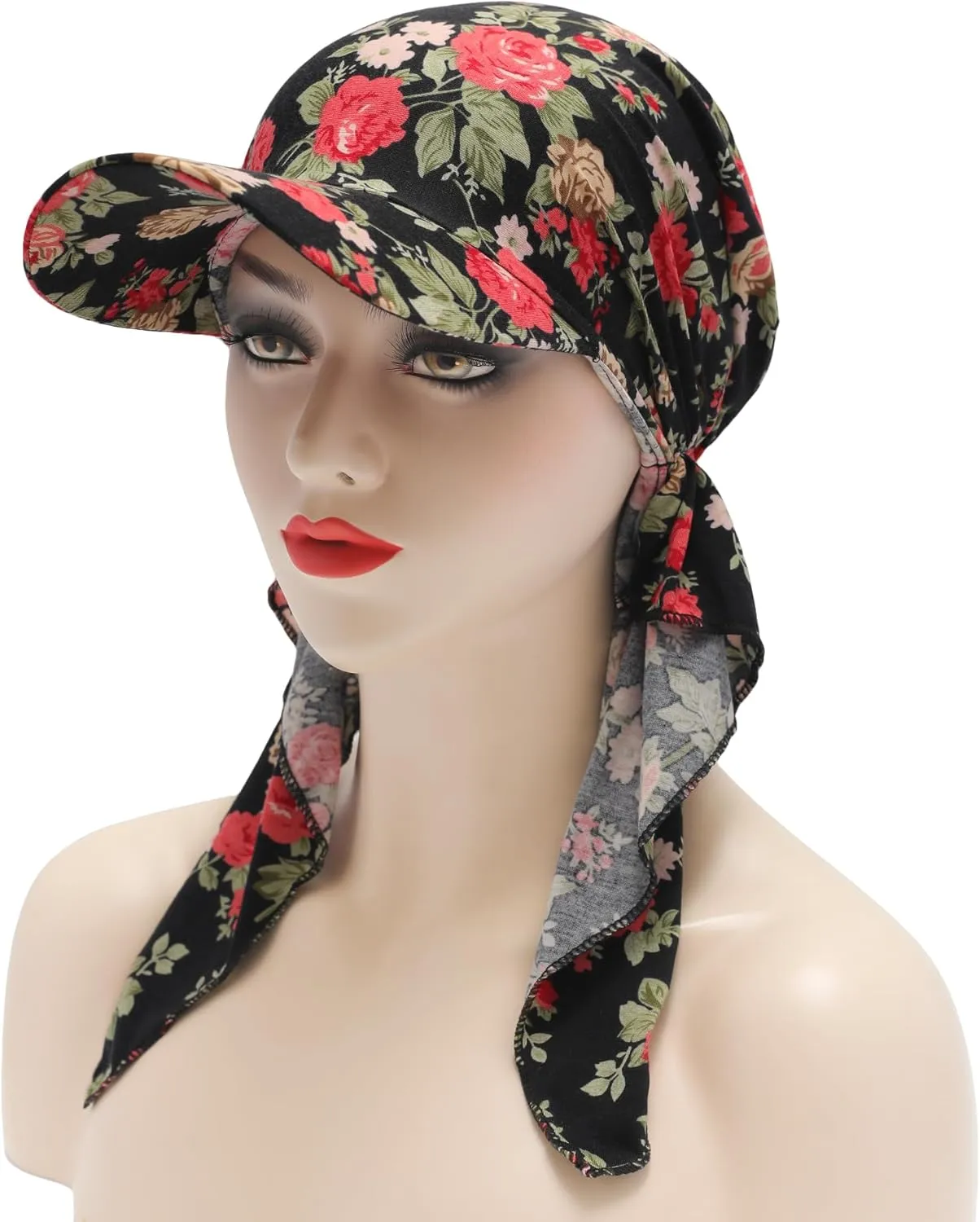 ZLYC Chemo Headwear for Women Brim Visor Head Scarf Pre Tied Headwraps Lightweight Skull Cap