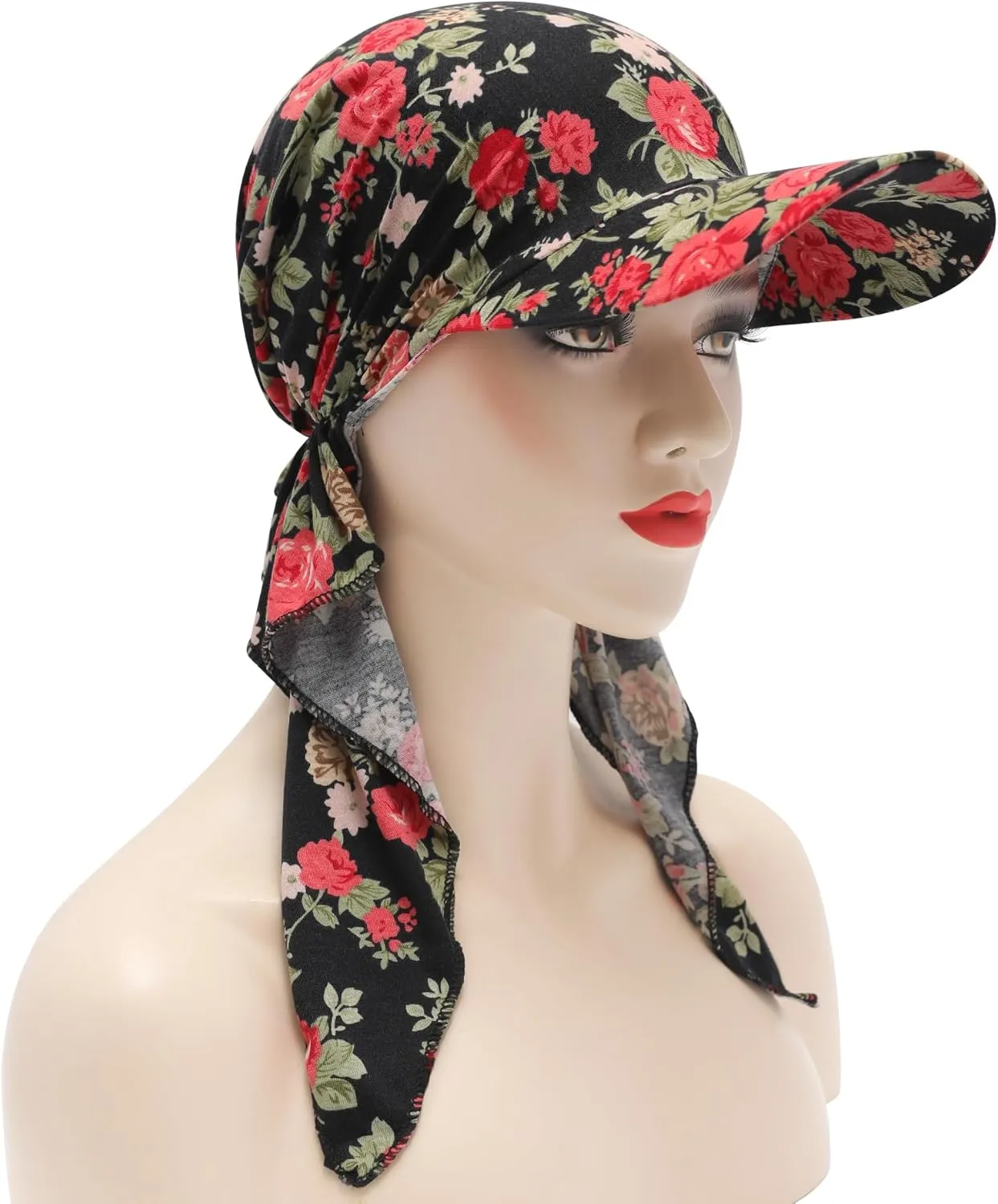 ZLYC Chemo Headwear for Women Brim Visor Head Scarf Pre Tied Headwraps Lightweight Skull Cap